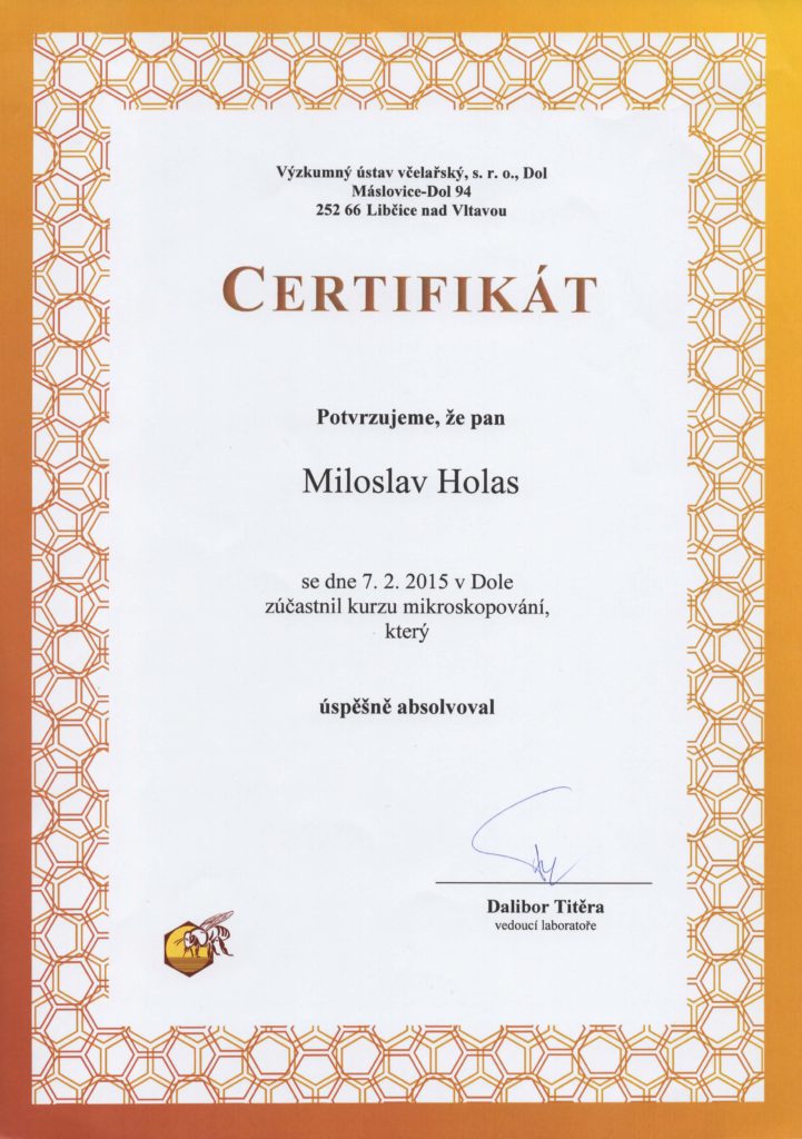 Účast na kurzu mikroskopování VÚ DOL